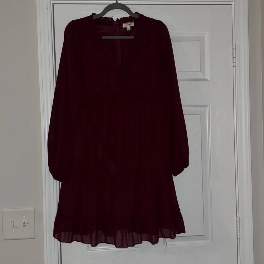 Maroon red mid length dress, size medium